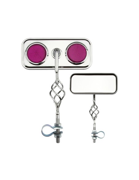 Rectangle Cage Mirror Chrome Purple Reflectors.